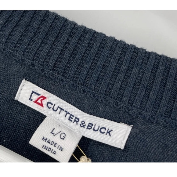 Cutter & Buck Women’s Full Zip Blue Cotton Cardigan Sweater Too L - Picture 2 of 6